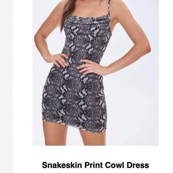 Snakeskin Print Cowl Dress - Picture 4 of 8